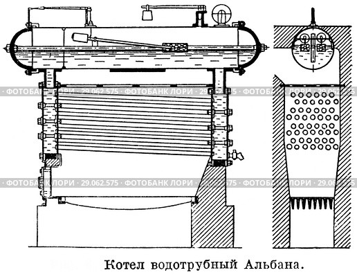 Котел водотрубный Альбана. Паровые котлы. Стоковая иллюстрация, иллюстратор Макаров Алексей / Фотобанк Лори