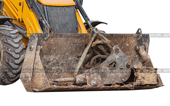 Ковш современного экскаватора на белом фоне. Bucket of a modern excavator on a white background. Стоковое фото, фотограф Татьяна Д / Фотобанк Лори