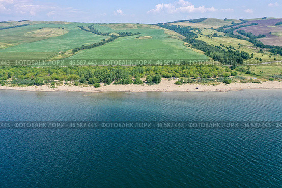 Красноярский край. Вид на побережье Красноярского водохранилища. Стоковое фото, фотограф Андрей Самсонов / ТАСС / Фотобанк Лори