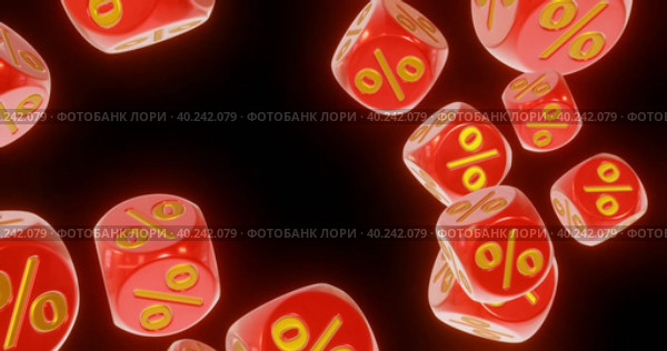 Красные кубики с символами процента. Стоковая анимация, аниматор WalDeMarus / Фотобанк Лори