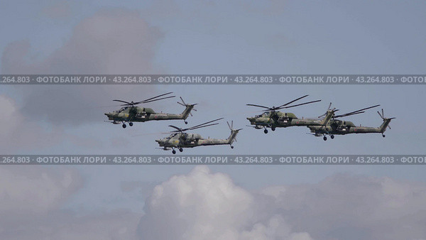 KUBINKA, RUSSIA - May, 15, 2021: attack helicopters Mil Mi-28, STRIZHI Aerobatic Team 30TH Anniversary Event. Стоковое фото, фотограф Фотограф / Фотобанк Лори