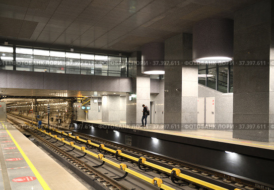 Kuntsevskaya, station on Bolshaya Koltsevaya line of Moscow Metro. It was opened on 7 December 2021 (2022 год). Редакционное фото, фотограф Валерия Попова / Фотобанк Лори