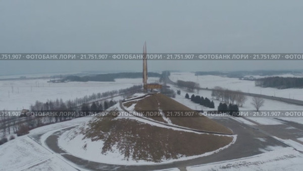 Курган Славы зимой. Съемки с коптера. Go-pro. Редакционное видео, видеограф Евгений Ковалев / Фотобанк Лори