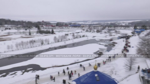 Курорт Красноусольск. Минеральные источники. Праздник Крещения Господня. Крещенское купание. Resort Krasnousolsk. Mineral springs. Feast of the baptism of the Lord. Epiphany bathing. (2020 год). Редакционное видео, видеограф Евгений Романов / Фотобанк Лори