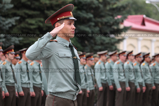Курсант Саратовского военного института войск национальной гвардии отдает честь. Курсант СВКИ ВНГ РФ на вручении офицерских погонов. Будущий офицер. Стоковое фото, фотограф Регина Ерофеева / Фотобанк Лори