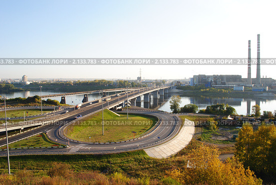 Кузнецкий мост через реку Томь, г.Кемерово. Стоковое фото, фотограф Татьяна Королева / Фотобанк Лори