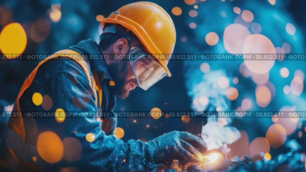 Labor of Light: A Craftsman's Welding Glow. Стоковое AI-видео, аниматор Данила Большаков / Фотобанк Лори
