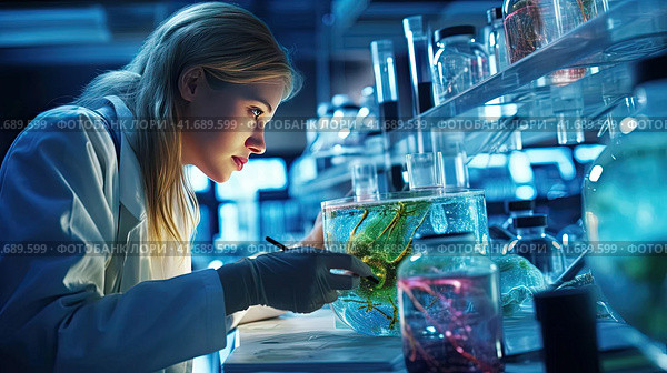 Laboratory for the Study of Living Organic Substances. Стоковое AI-изображение, AI-художник Кирилл Черезов / Фотобанк Лори