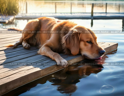 Labrador Retriever, a breed of dog. It was originally bred as a hunting gundog. Стоковое AI-изображение, AI-художник Сергей Елизарьев / Фотобанк Лори