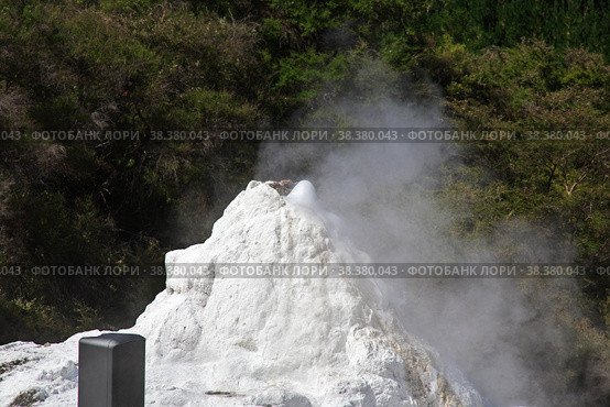 Lady knox geyser in wai-o-tapu thermal park, New Zealand. Стоковое фото, фотограф Сергей Стрелков / Фотобанк Лори
