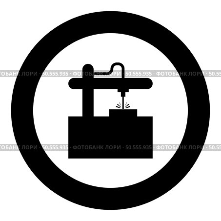 Laser CNC machine for engraving device equipment for cutting use beam icon in circle round black color vector illustration image solid outline style simple. Laser CNC machine for engraving device equipment for cutting use beam icon in circle round black color vector illustration image solid outline style. Стоковая иллюстрация, агентство Ingram Publishing / Фотобанк Лори