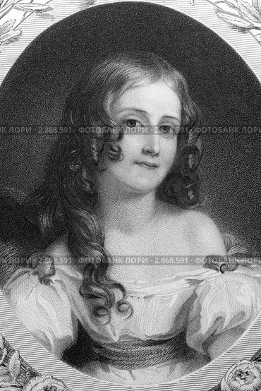 Леди Адела Вилье на гравюре 1850 года. Стоковая иллюстрация, иллюстратор Georgios Kollidas / Фотобанк Лори