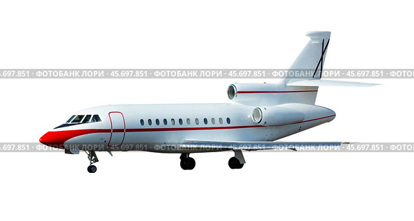 Light jetliner isolated on white. Стоковое фото, фотограф Яков Филимонов / Фотобанк Лори
