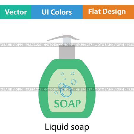 Liquid soap icon. Flat color design. Vector illustration. Стоковая иллюстрация, агентство Ingram Publishing / Фотобанк Лори
