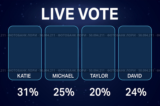 Live Vote Result Screen Showing Contestant Names and Percentages. Стоковая иллюстрация, иллюстратор Максим Гребешков / Фотобанк Лори