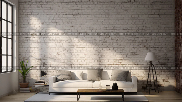 loft white cinder block wall. Стоковое AI-изображение, AI-художник Vectorwin / Фотобанк Лори