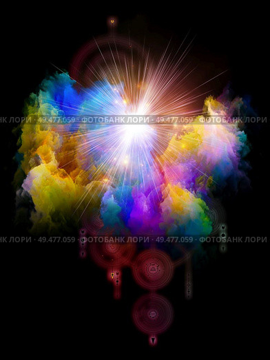 Logic of Fate. Platonic Space series. Abstract fractal nebula and mystic signs on subject of inner Self, astrology, the occult, witchcraft, magic and its symbols. Стоковое фото, агентство Ingram Publishing / Фотобанк Лори