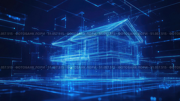 logo futuristic scan of real estate agency logo ai generated. Стоковое AI-изображение, AI-художник Vectorwin / Фотобанк Лори