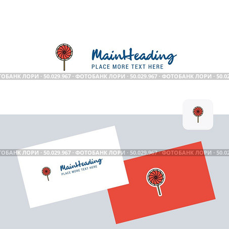 Lollypop  vector logotype with business card template. Elegant corporate identity. - Vector. Стоковая иллюстрация, агентство Ingram Publishing / Фотобанк Лори