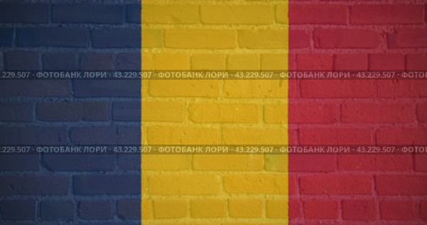 Луч проектора в цветах флага государства Чад на кирпичной стене. Бесшовная анимация. Стоковая анимация, аниматор Александр Кузнецов / Фотобанк Лори