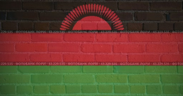 Луч проектора в цветах флага государства Малави на кирпичной стене. Бесшовная анимация. Стоковая анимация, аниматор Александр Кузнецов / Фотобанк Лори