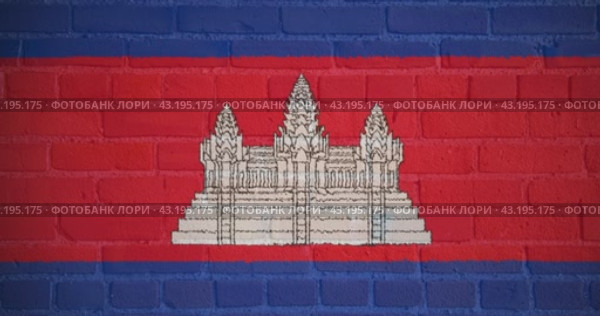 Луч проектора в цветах флага Камбоджи на кирпичной стене. Бесшовная анимация. Стоковая анимация, аниматор Александр Кузнецов / Фотобанк Лори
