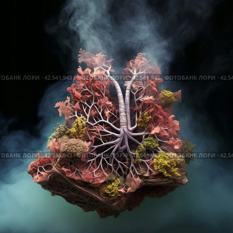 Lungs after smoking. Generate Ai. Стоковое AI-изображение, AI-художник Иван Рябоконь / Фотобанк Лори