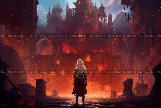 Mage person red fantasy dungeon. Generate Ai. Стоковое AI-изображение, AI-художник Иван Рябоконь / Фотобанк Лори