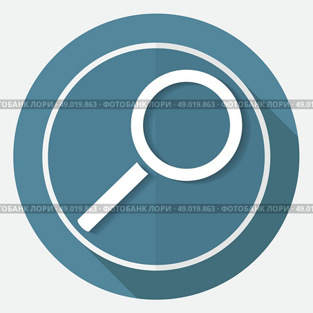 Magnify icon on white circle with a long shadow. Стоковая иллюстрация, агентство Ingram Publishing / Фотобанк Лори