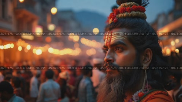 Maha Shivaratri Celebration in Indian City Featuring Vibrant Festivities and Devotees. Стоковое AI-видео, аниматор Sergey Grishin / Фотобанк Лори