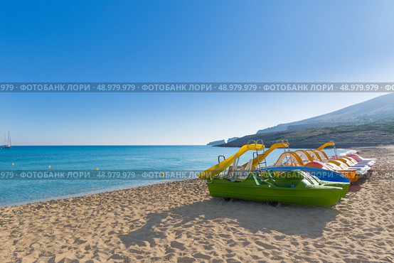Majorca Cala Mesquida beach in Mallorca Balearic Islands of Spain. Стоковое фото, агентство Ingram Publishing / Фотобанк Лори