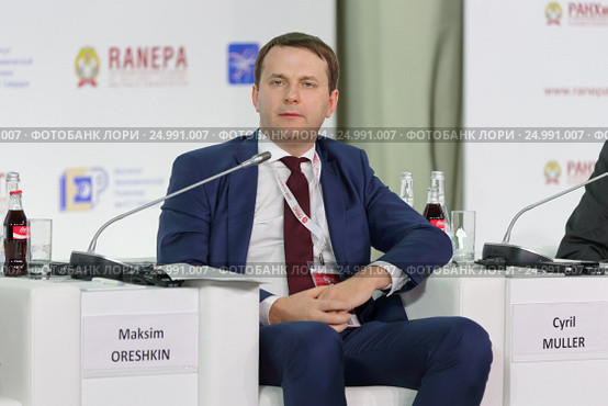 Максим Орешкин - Министр экономического развития Российской Федерации на Гайдаровском форуме 2017. Редакционное фото, фотограф Игорь Долгов / Фотобанк Лори