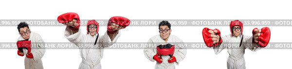 Man boxer isolated on white. Стоковое фото, фотограф Elnur / Фотобанк Лори