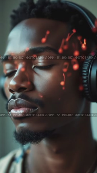 Man enjoying music with headphones. Стоковое AI-видео, аниматор Marina Gabdullina / Фотобанк Лори
