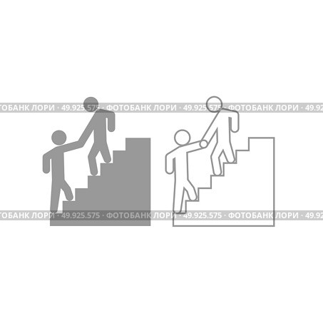 Man helping climb other man icon. Grey set .. Man helping climb other man icon. It is grey set . Стоковая иллюстрация, агентство Ingram Publishing / Фотобанк Лори