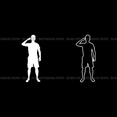 Man pointing at the temple with a finger silhouette front view Need thinking concept icon set white color vector illustration flat style simple image. Стоковая иллюстрация, агентство Ingram Publishing / Фотобанк Лори