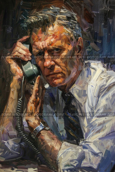 Man Talking on a Phone Painting. Стоковое AI-изображение, AI-художник Данила Большаков / Фотобанк Лори