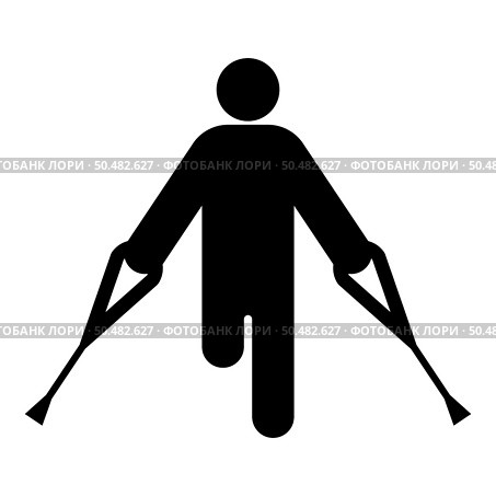 Man with broken leg crutch cane gypsum foot stick using sticks person crutches trauma concept icon black color vector illustration image flat style simple. Man with broken leg crutch cane gypsum foot stick using sticks person crutches trauma concept icon black color vector illustration image flat style. Стоковая иллюстрация, агентство Ingram Publishing / Фотобанк Лори