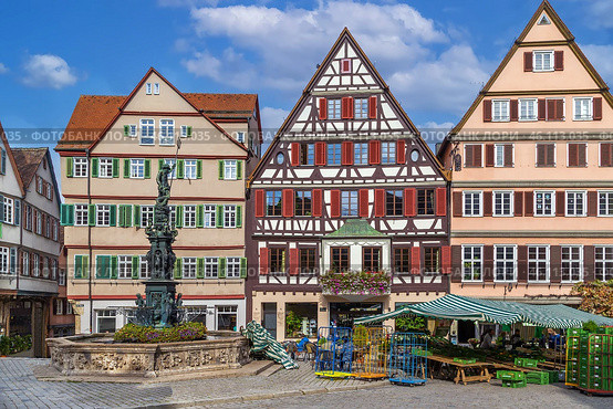 Market Square, Tubingen, Germany (2016 год). Стоковое фото, фотограф Boris Breytman / Фотобанк Лори