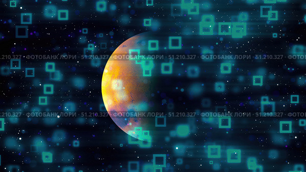 Mars with technology blocks. Стоковая иллюстрация, иллюстратор Роман Будников / Фотобанк Лори