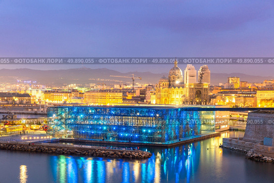 Marseille Saint Jean Castle and Cathedral de la Major and the Vieux port in France. Стоковое фото, агентство Ingram Publishing / Фотобанк Лори