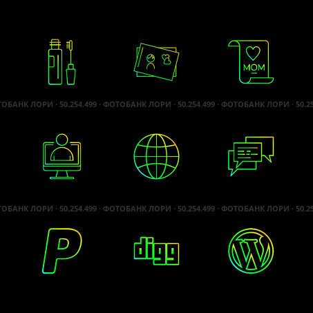 maskara , cosmetics ,card ,mom , profile ,globe, message, digg ,wordpress , paypal ,icon, vector, design,  flat,  collection, style, creative,  icons. Стоковая иллюстрация, агентство Ingram Publishing / Фотобанк Лори