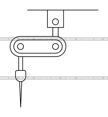 Mechanical device with a rotational arm and drilling bit. Ideal for technical manuals, engineering studies, machining processes, manufacturing guides, educational resources. Line drawing style.. Simplified Diagram of a Precision Drilling Machine for Detailed Manufacturing and Engineering Applications. Стоковая иллюстрация, агентство Ingram Publishing / Фотобанк Лори