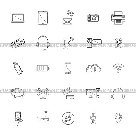 Media and communication icon set. Стоковая иллюстрация, иллюстратор Альдана Прокофьева / Фотобанк Лори
