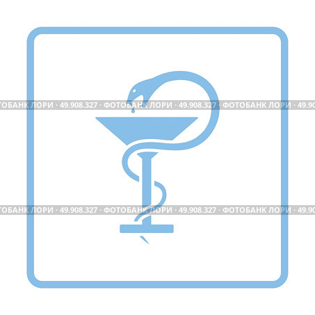 Medicine sign with snake and glass icon. Blue frame design. Vector illustration. Стоковая иллюстрация, агентство Ingram Publishing / Фотобанк Лори