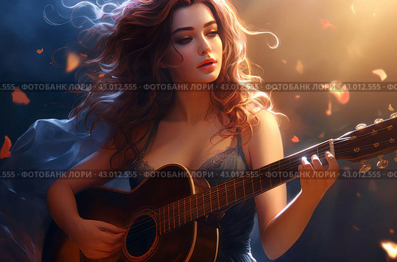 Melodic Beautiful singer woman. Generate ai. Стоковое AI-изображение, AI-художник Иван Рябоконь / Фотобанк Лори