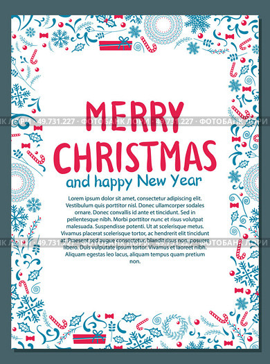 Merry Christmas card. Vector illustration. The Merry Christmas metaphor brings warmth chilly winter days Xmas is time for joy, celebrations, and festive parties The holiday card had lettering Happy. Merry Christmas card. Merry Christmas 2024 brings hope for better year ahead. Стоковая иллюстрация, агентство Ingram Publishing / Фотобанк Лори