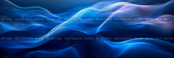 Mesmerizing digital fluid wave pattern in luminous deep blue and purple hues, abstract motion stream for modern tech presentation or tranquil screen saver. Стоковое AI-изображение, AI-художник Данила Большаков / Фотобанк Лори