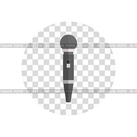 Microphone design flat isolated icon, vintage microphone stand, sound media, record vocal musical web broadcasting microphone vector illustration. Стоковая иллюстрация, агентство Ingram Publishing / Фотобанк Лори