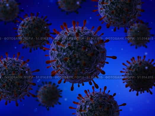 Microscopic view of herpes virus. Стоковое фото, фотограф Stocktrek Images, Inc. / ТАСС / Фотобанк Лори